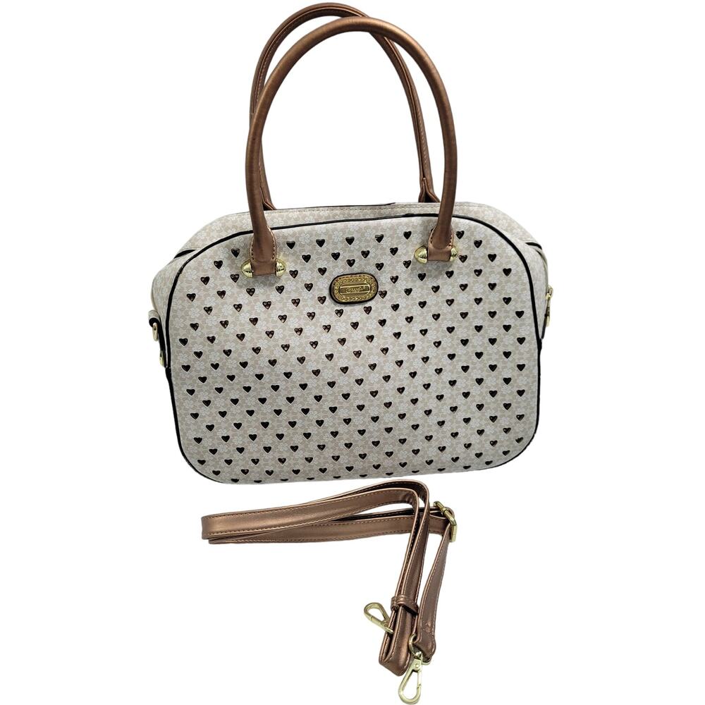 Brangio Italy Creme & Bronze Heart Double Layer With Chrystal Purse 31124-1Clo